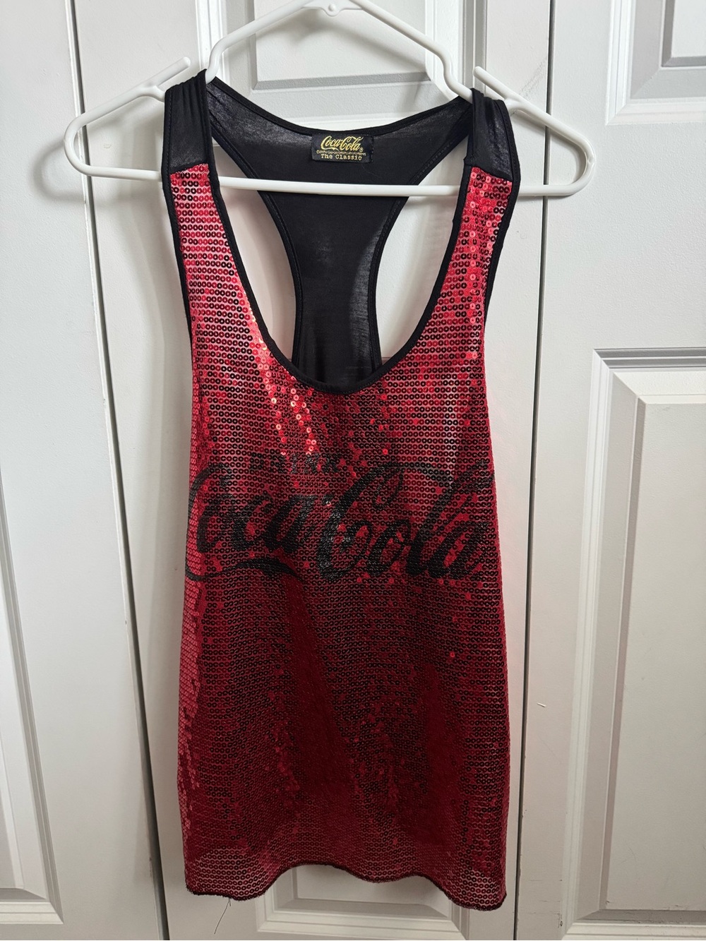 Coca-Cola Red Sequin Racerback Tank with Black Logo - Picture 1 of 3